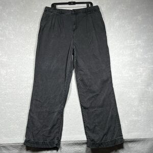 Loft Pants Womens Size 14 Black Palazzo Pockets Wide Leg Flowy Lyocell Linen